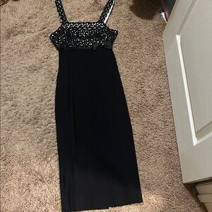 Bettie Page Black and White Midi Dress